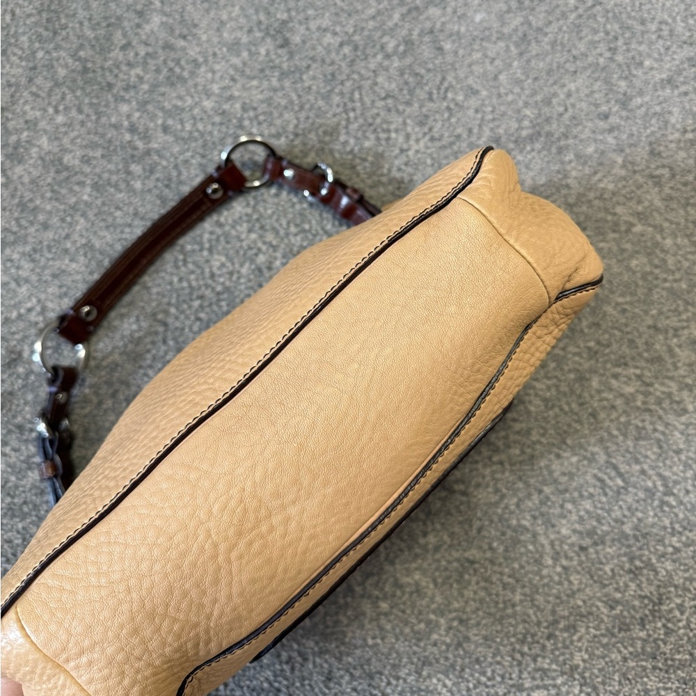 Vintage Coach Chelsea Pebble Leather Tan Turnlock Shoulder Bag 8A38 - Picture 3 of 5